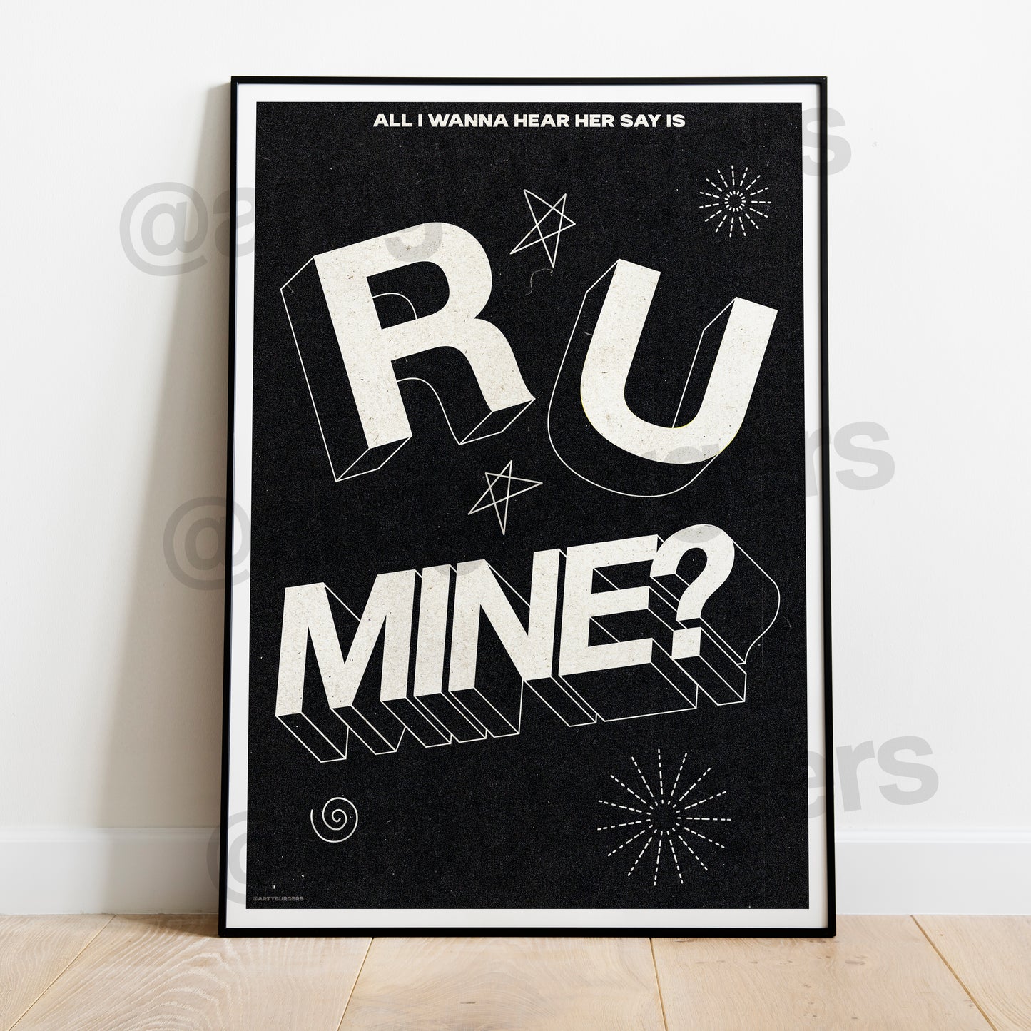 R U Mine typographic music art print