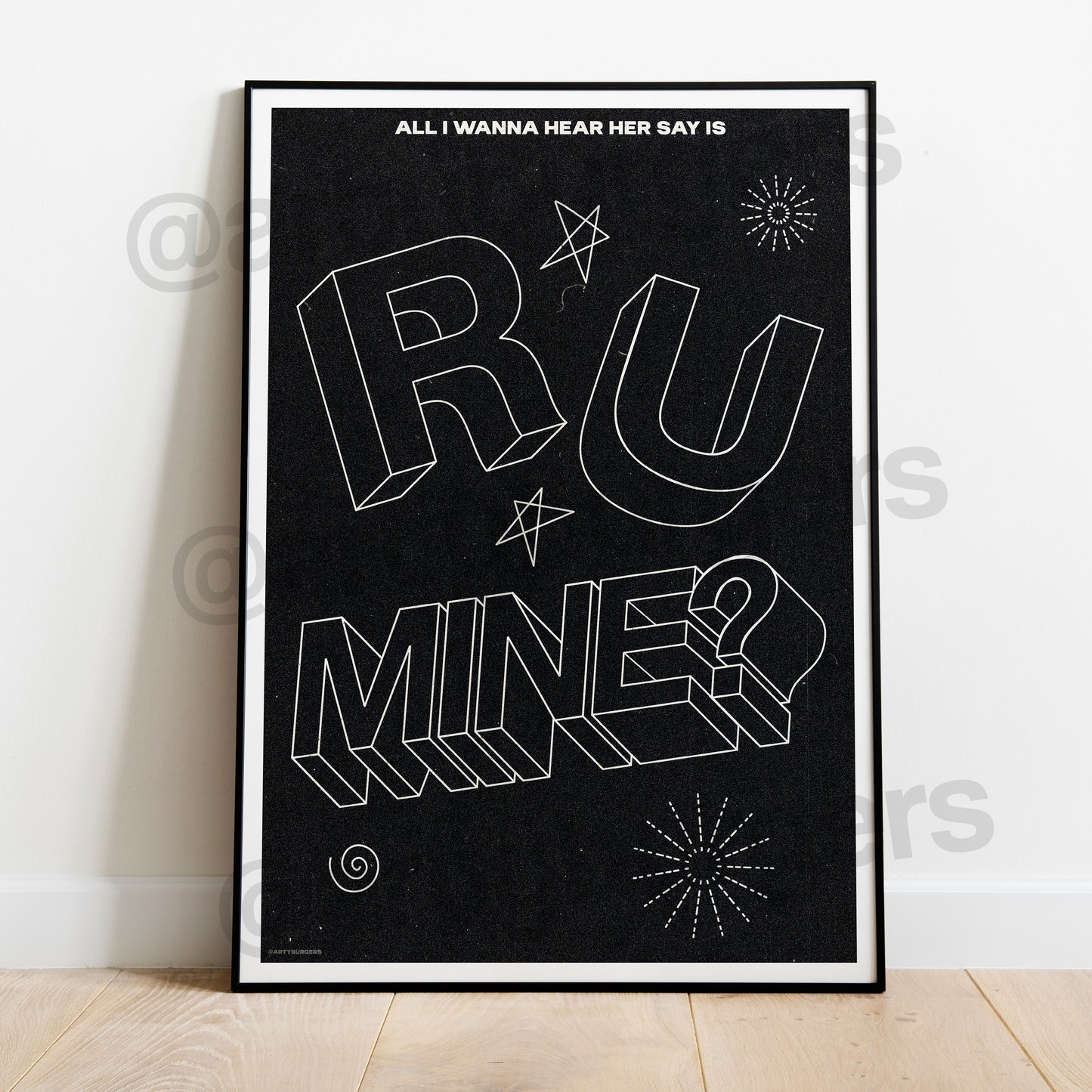 R U Mine typographic music art print