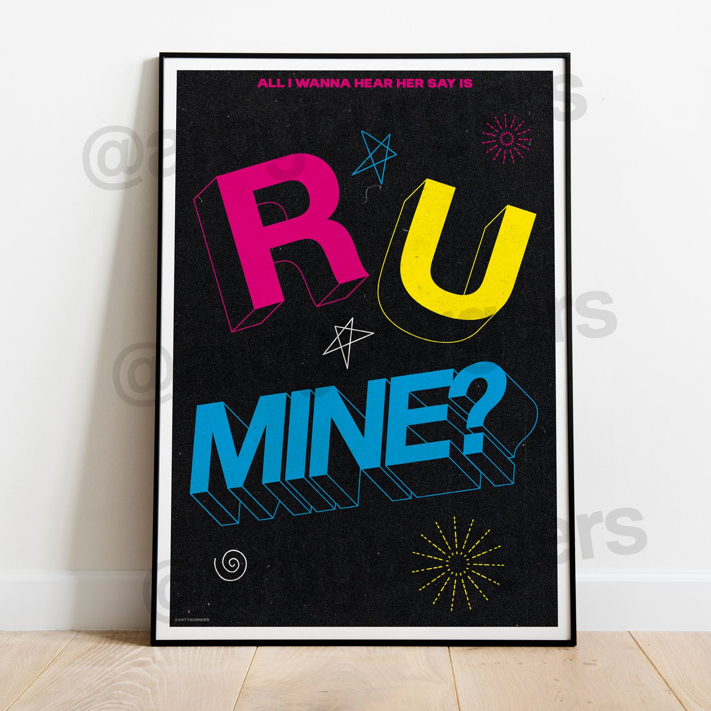 R U Mine typographic music art print