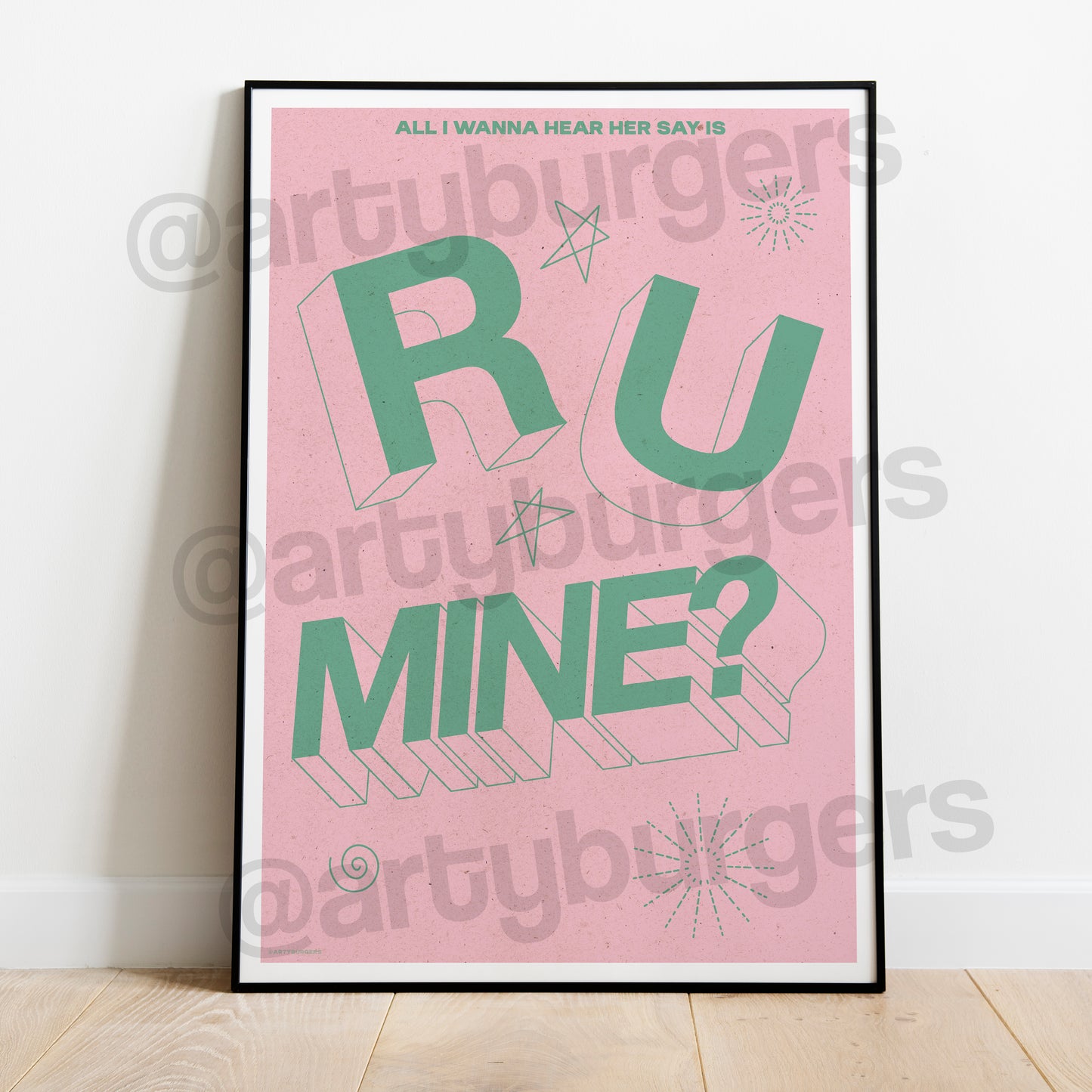 R U Mine typographic music art print