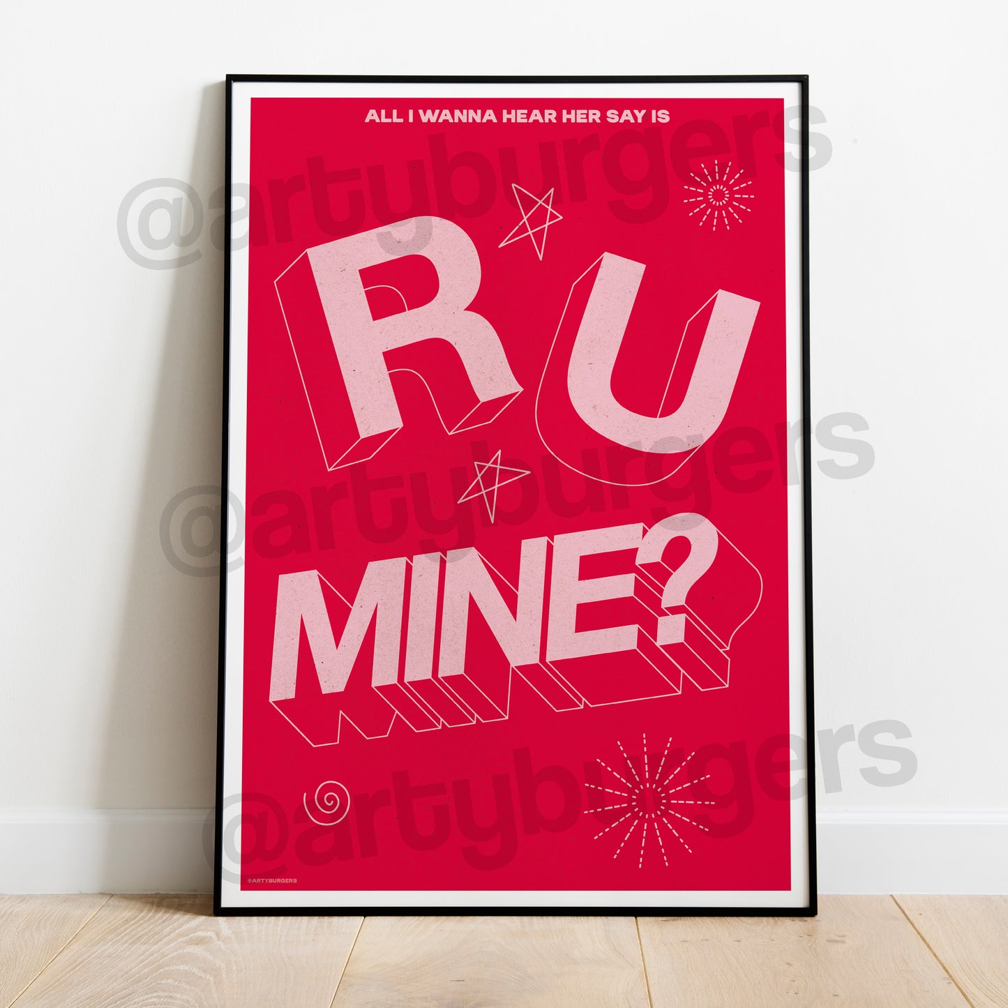R U Mine typographic music art print