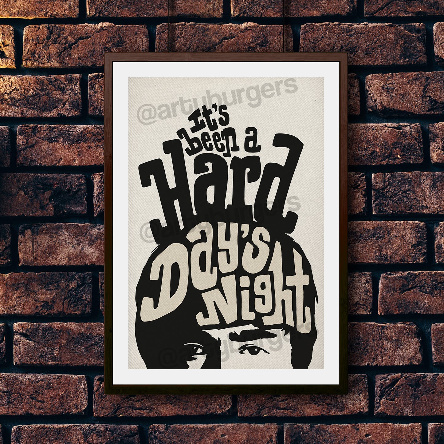 Hard Day's Night illustrated music art print