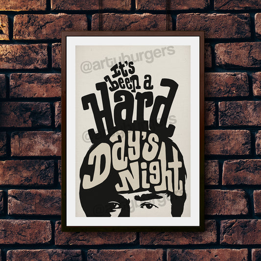 Hard Day's Night illustrated music art print