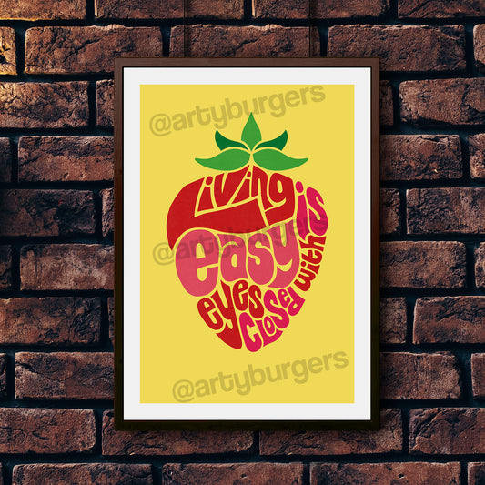 Strawberry Fields Forever illustrated music art print