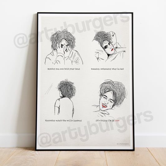 Friday I'm in Love illustrated music art print