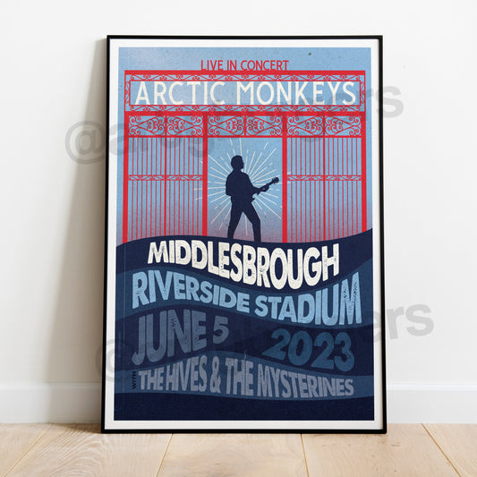 Arctic Monkeys @ MIDDLESBOROUGH RIVERSIDE STADIUM 2023 unofficial tour poster