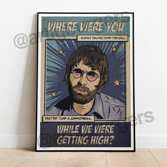 Champagne Supernova illustrated music art print