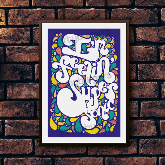 Supersonic typographic illustrated music art print