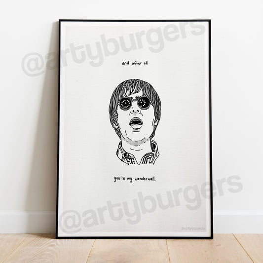 Wonderwall illustrated music art print