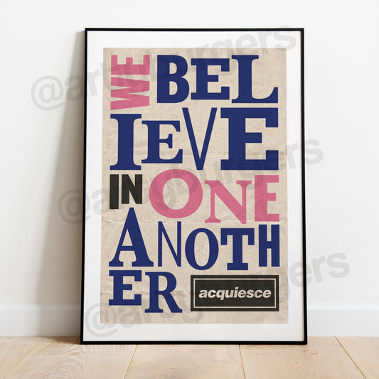 Acquiesce typographic music art print