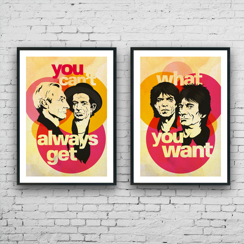 You Can't Always Get What You Want - SET OF 2 music art prints