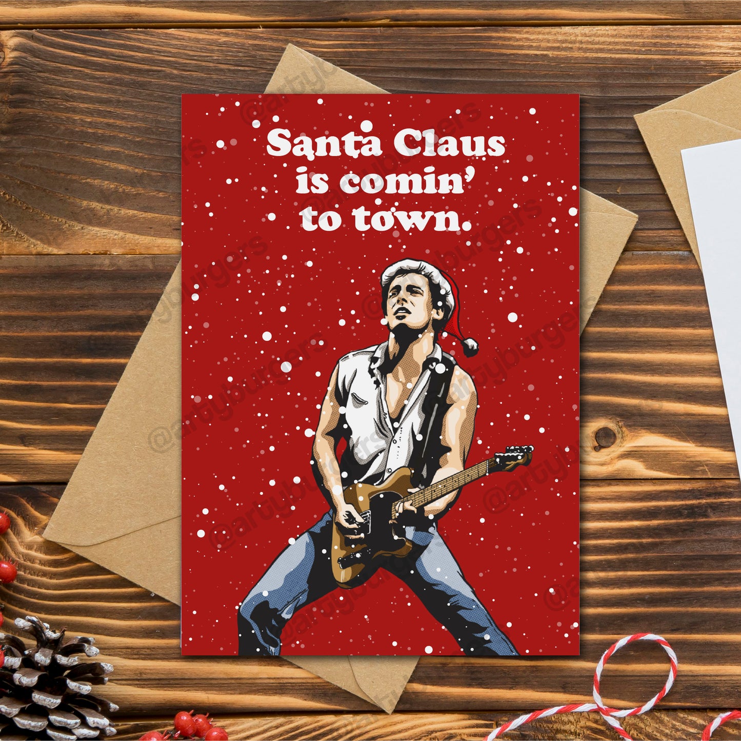 Santa Claus is Coming to Town Bruce Springsteen Christmas card