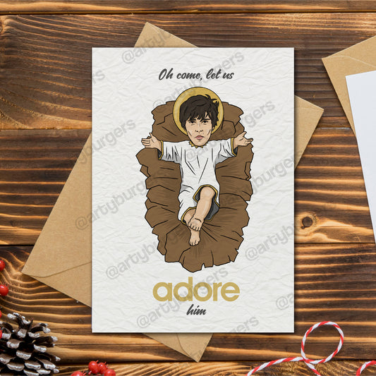 Oh Come Let Us ADORE Him | Ian Brown Stone Roses Christmas card