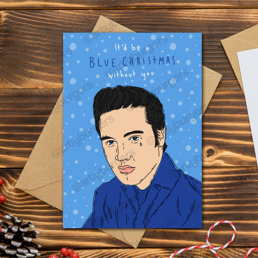 Blue Christmas Elvis Presley Christmas card