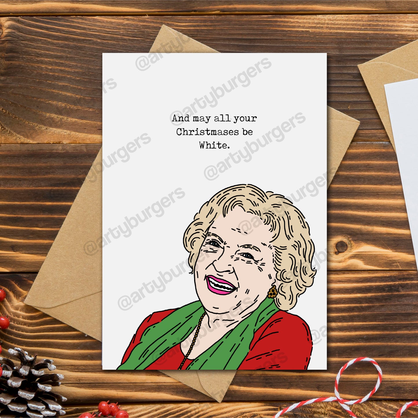 Betty White Christmas card