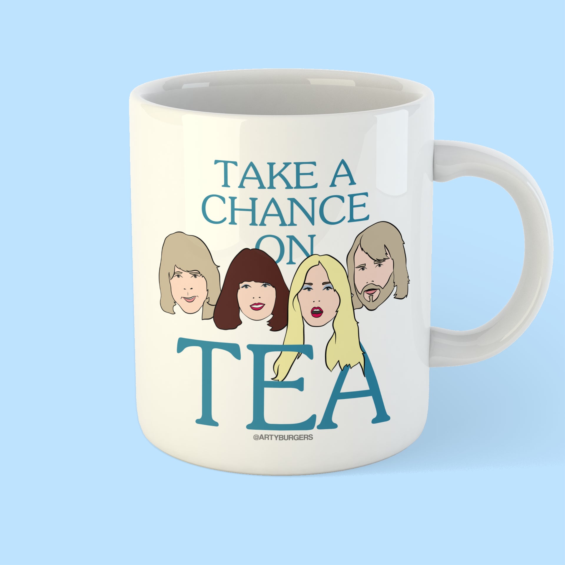 ABBA - Take a Chance on Tea ceramic mug  ArtyBurgers